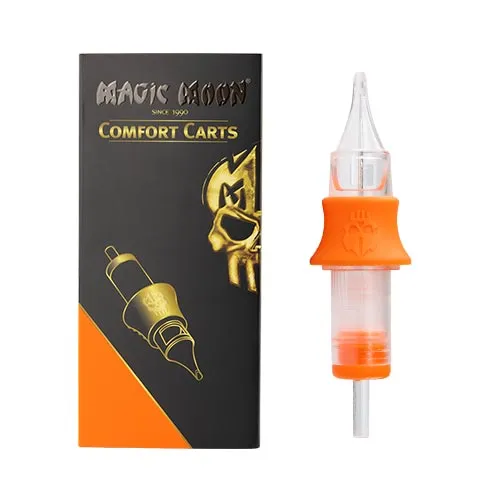 Magic Moon BugPin Liner Comfort Cartridge Produktbild Magic Moon BugPin Liner Cartridge Seitenansicht Magic Moon Comfort Cartridge BugPin Liner Spitze Magic Moon BugPin Liner Tattoo-Cartridge Detail Magic Moon Comfort Cartridge Tattoo-Nadel System Magic M