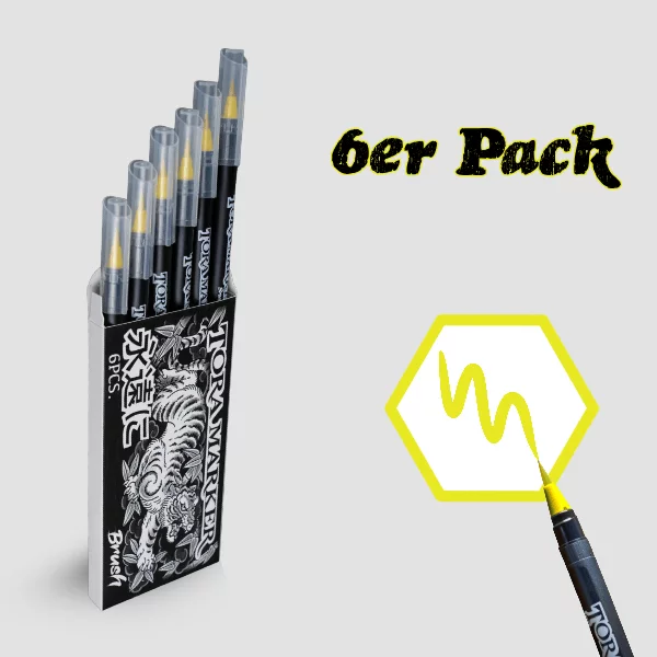 Tora Marker Brush - Kin Yellow 6er Pack