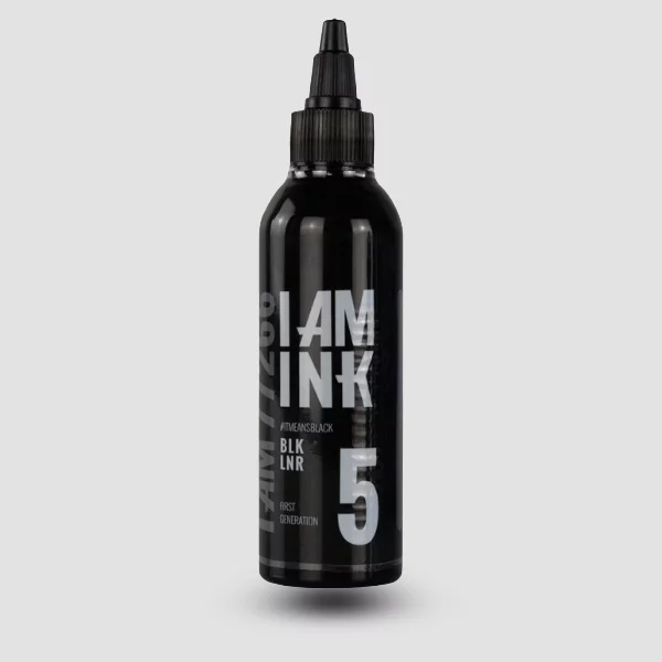 I AM INK Liner Black #5 – pigmentreduzierte Lining-Farbe mit minimiertem Blowout-Risiko, 200ml Flasche, Made in Austria