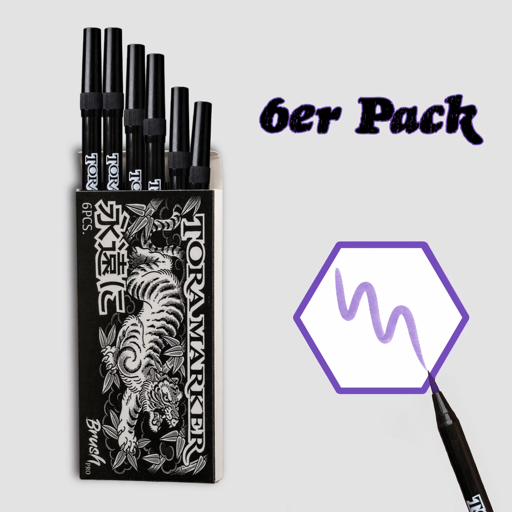 Tora Marker Brush Pro - Rindo Violet 6er Pack
