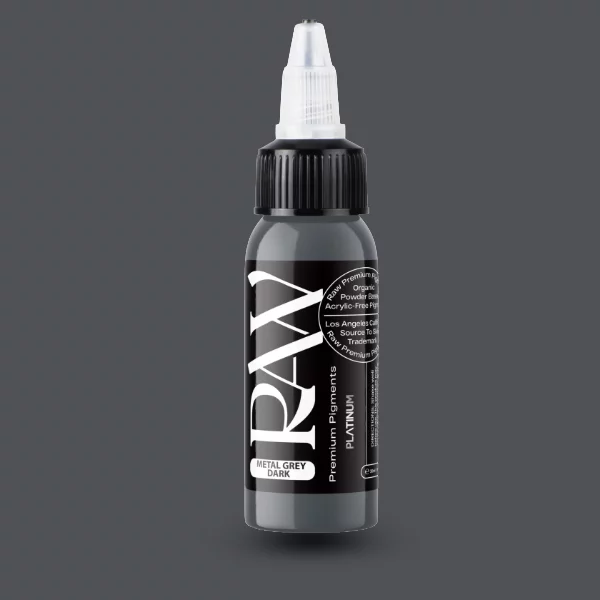 Raw Pigments EU Dark Metal Gray – sattes, dunkles Anthrazit-Grau Tattoo-Pigment, 30ml Flasche